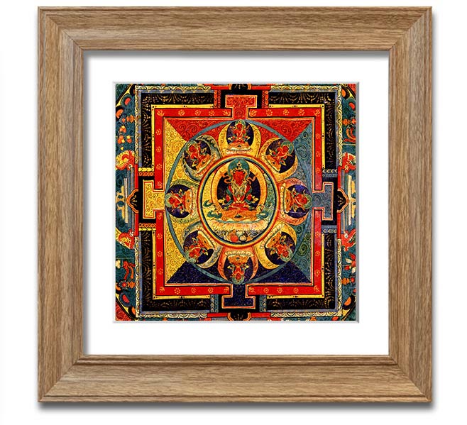 Amitayus Square Framed Print in various frame colours, showcasing elegant design and handmade craftsmanship.