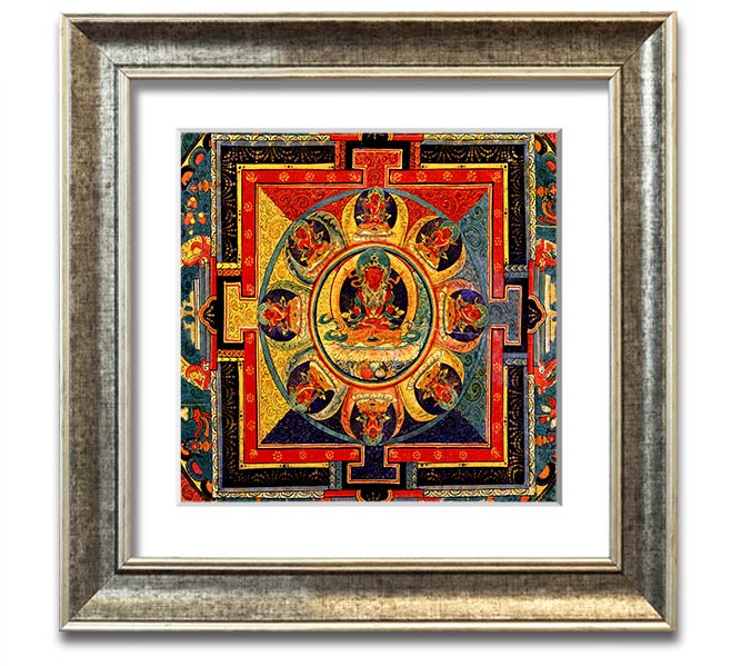 Amitayus Square Framed Print in various frame colours, showcasing elegant design and handmade craftsmanship.