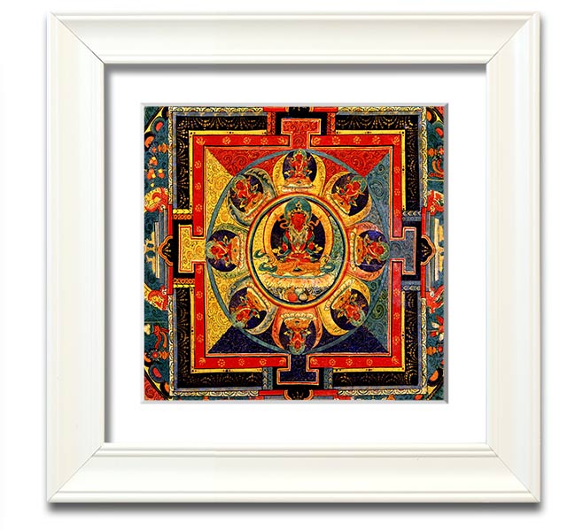 Amitayus Square Framed Print in various frame colours, showcasing elegant design and handmade craftsmanship.