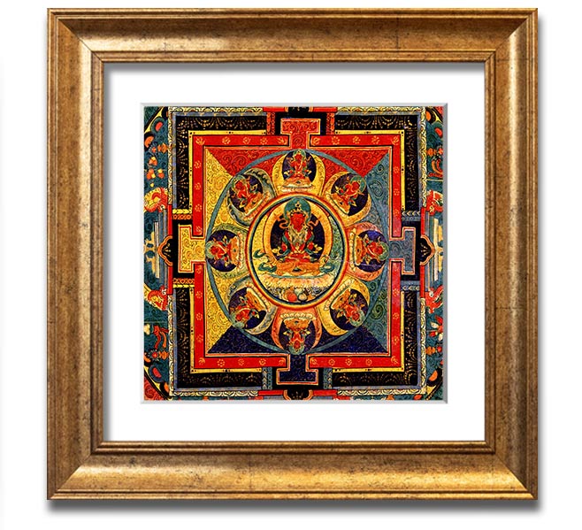 Amitayus Square Framed Print in various frame colours, showcasing elegant design and handmade craftsmanship.