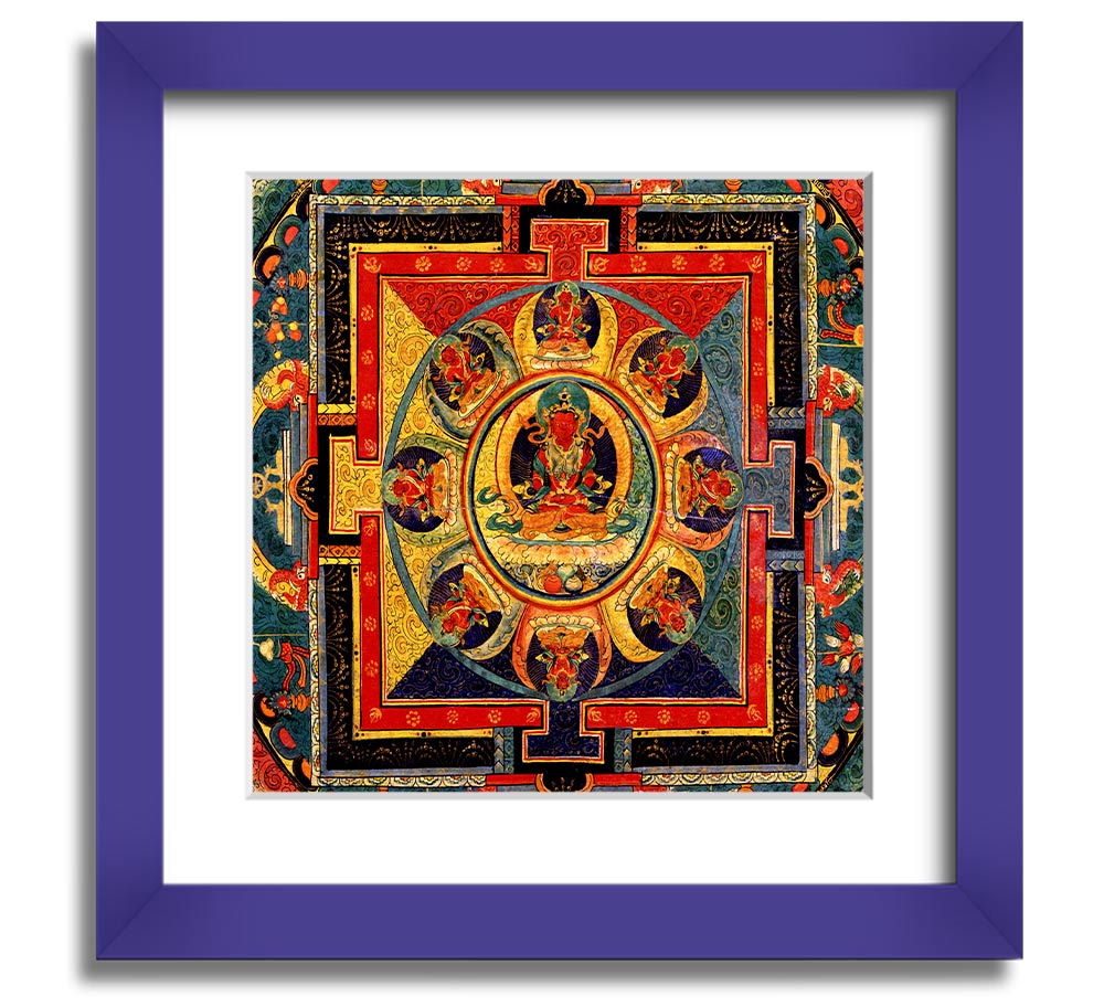 Amitayus Square Framed Print in various frame colours, showcasing elegant design and handmade craftsmanship.