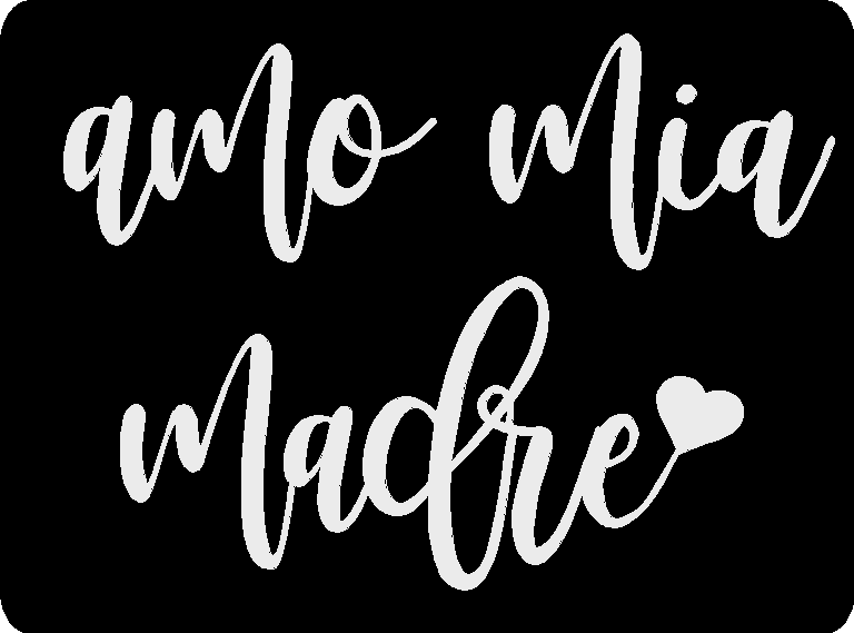 A stylish black metal wall decor featuring the phrase 'amo mia madre', meaning 'I love my mom' in Italian, perfect for home decoration.