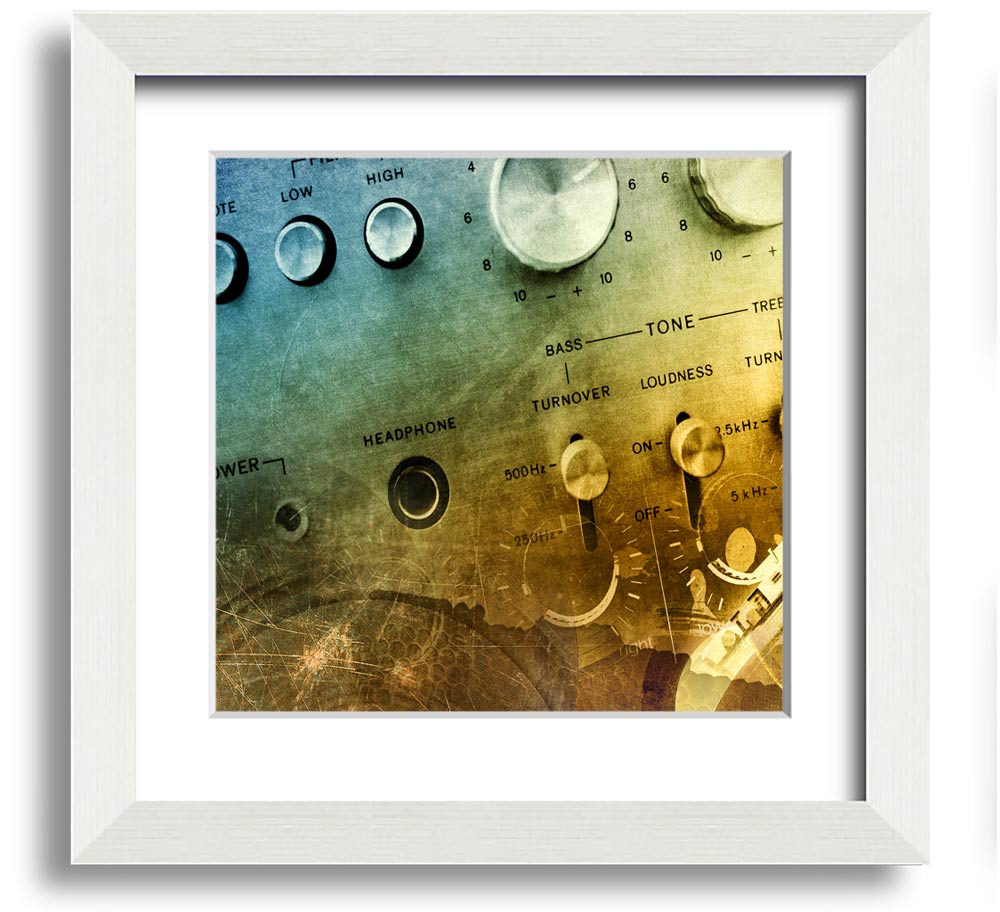 Amp It Up Square Framed Print in multiple frame colors, handmade in the UK, ready to hang.