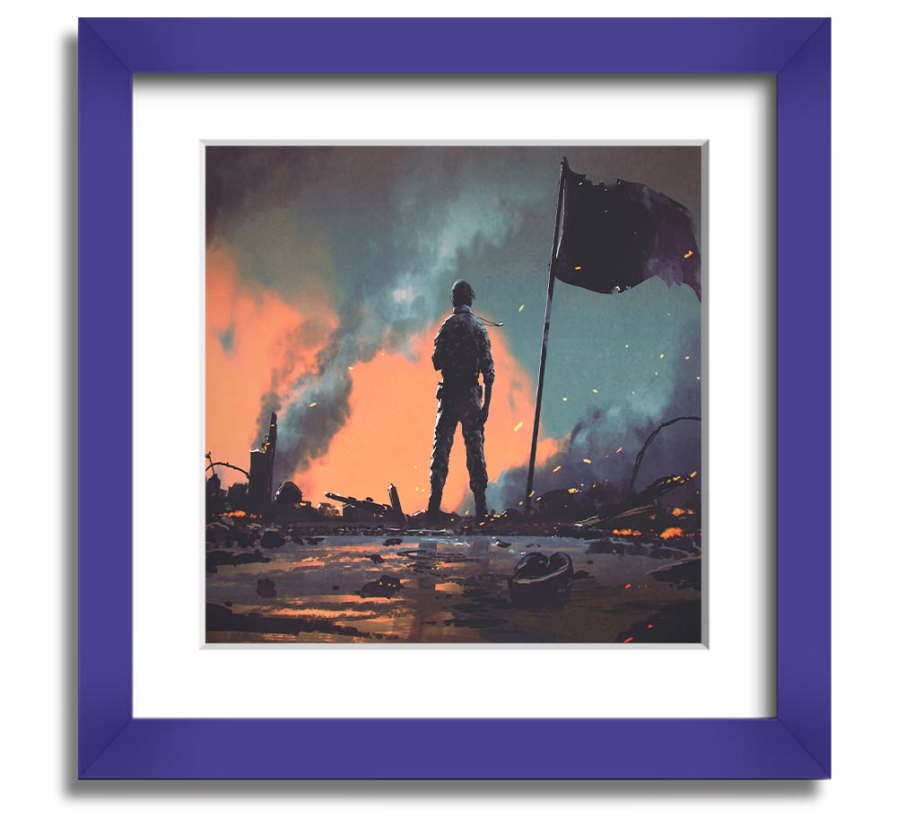 Amy In The Smoke Square Framed Print in various frame colors, showcasing a modern design, ready to hang.