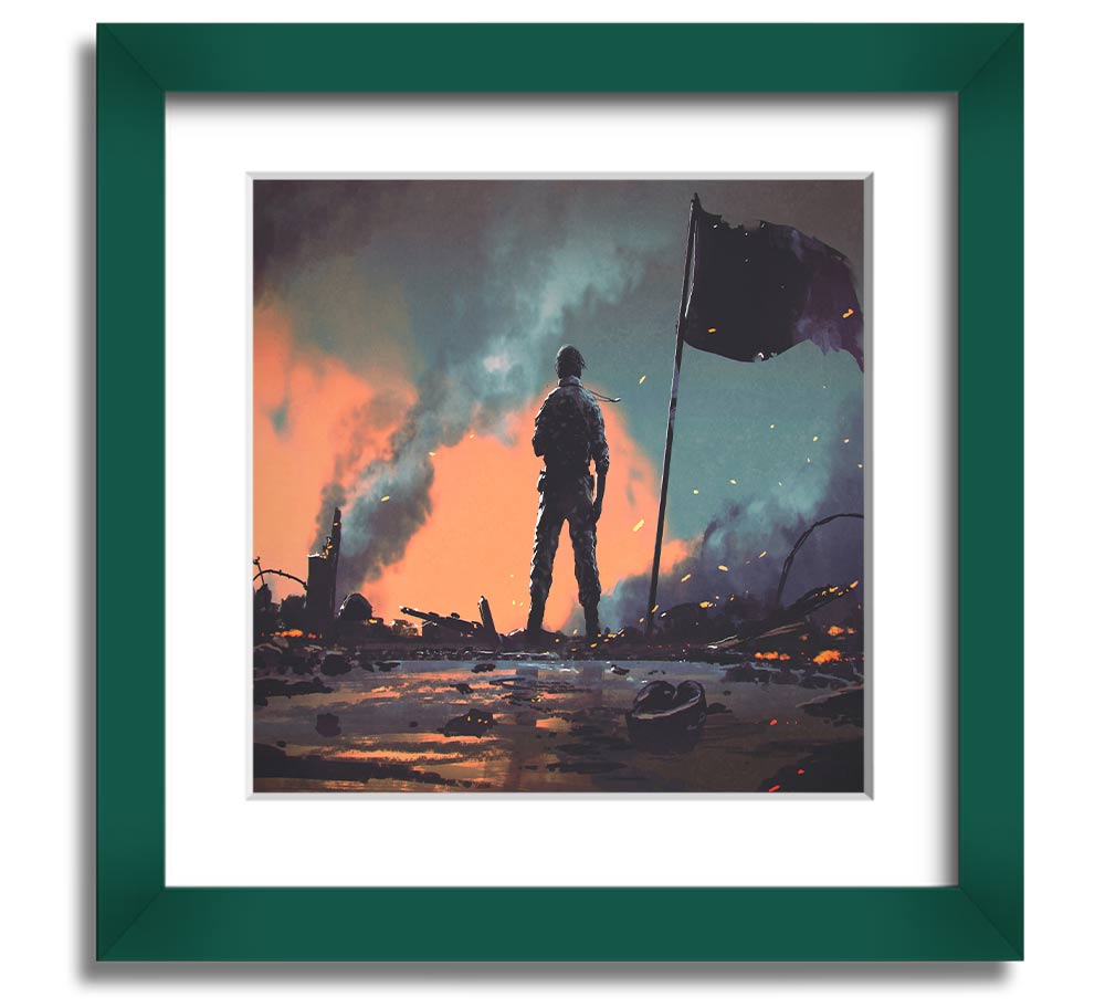 Amy In The Smoke Square Framed Print in various frame colors, showcasing a modern design, ready to hang.