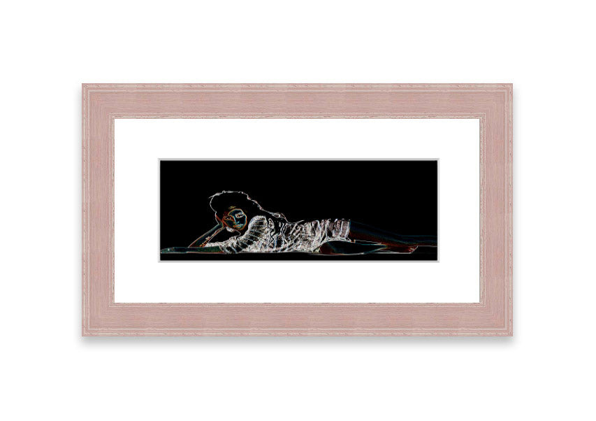 Framed print of Amy Winehouse, showcasing vibrant colors and artistic design, ready to hang.