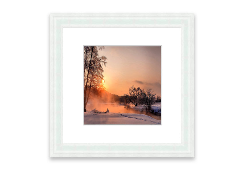 Framed print of 'An Evening In December' showcasing a serene Cornwall landscape, available in various frame colors.