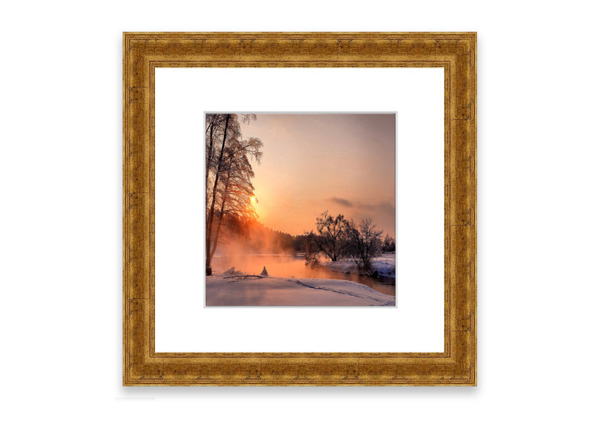 Framed print of 'An Evening In December' showcasing a serene Cornwall landscape, available in various frame colors.