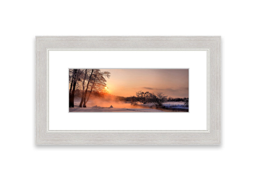 Framed print of 'An Evening In December' showcasing a serene Cornwall landscape, available in various frame colors.