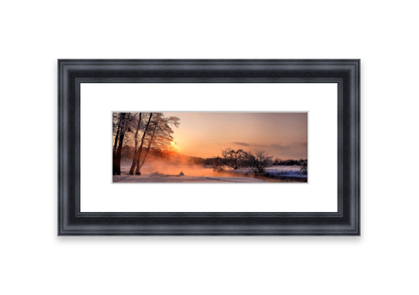 Framed print of 'An Evening In December' showcasing a serene Cornwall landscape, available in various frame colors.