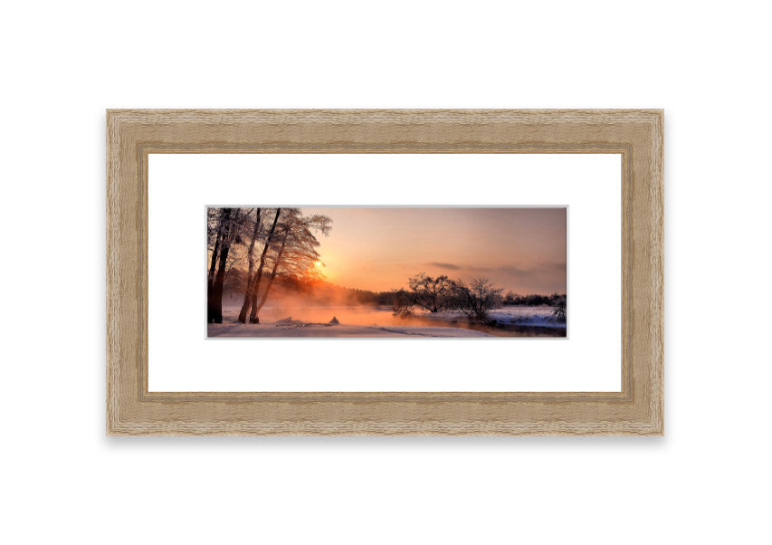 Framed print of 'An Evening In December' showcasing a serene Cornwall landscape, available in various frame colors.