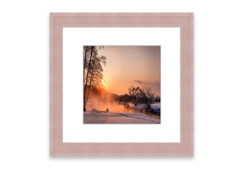 Framed print of 'An Evening In December' showcasing a serene Cornwall landscape, available in various frame colors.