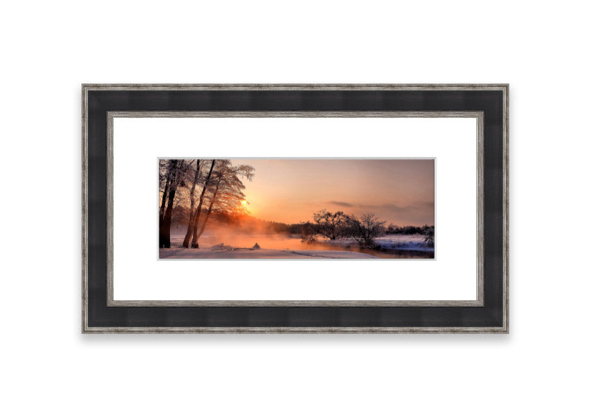 Framed print of 'An Evening In December' showcasing a serene Cornwall landscape, available in various frame colors.