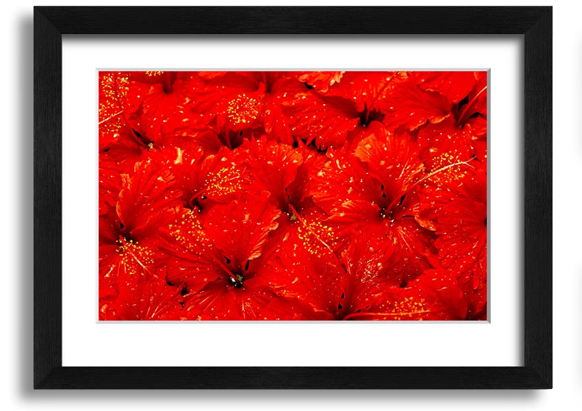 Framed print of vibrant red leaves, showcasing autumn beauty, ready to hang.