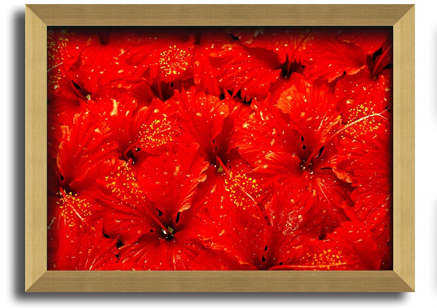 Framed print of vibrant red leaves, showcasing autumn beauty, ready to hang.