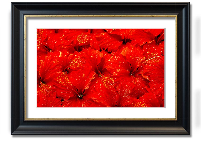 Framed print of vibrant red leaves, showcasing autumn beauty, ready to hang.