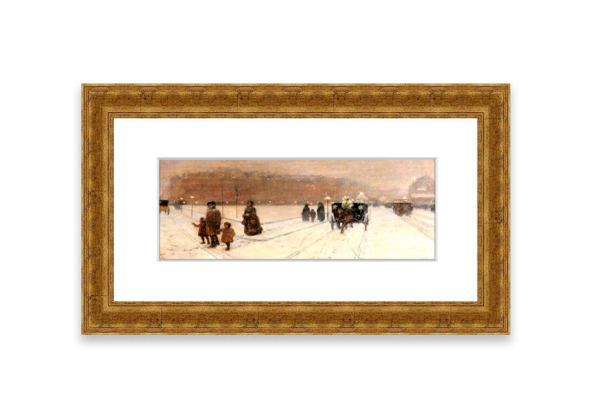 Framed print of Urban Fairy Tale Land by Hassam, showcasing vibrant colors and intricate details, ready to hang.