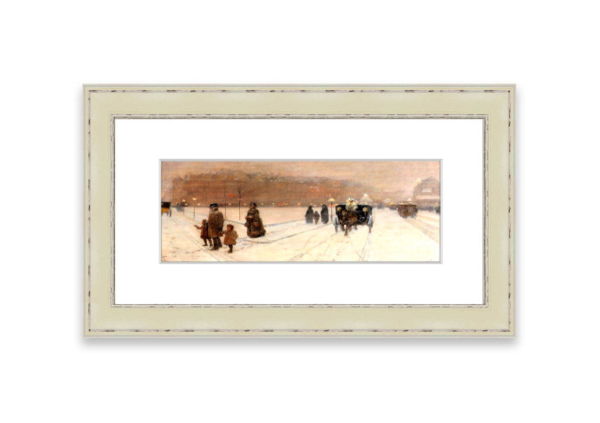 Framed print of Urban Fairy Tale Land by Hassam, showcasing vibrant colors and intricate details, ready to hang.