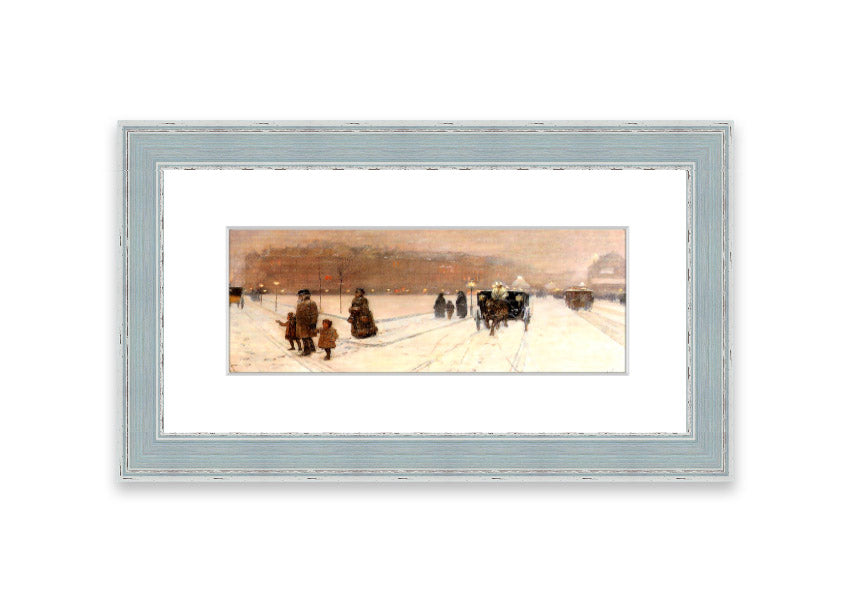 Framed print of Urban Fairy Tale Land by Hassam, showcasing vibrant colors and intricate details, ready to hang.