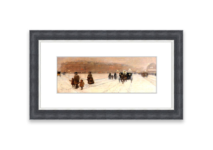 Framed print of Urban Fairy Tale Land by Hassam, showcasing vibrant colors and intricate details, ready to hang.