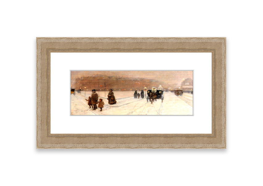 Framed print of Urban Fairy Tale Land by Hassam, showcasing vibrant colors and intricate details, ready to hang.