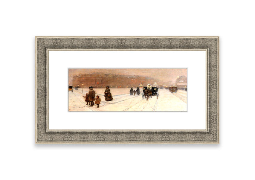 Framed print of Urban Fairy Tale Land by Hassam, showcasing vibrant colors and intricate details, ready to hang.