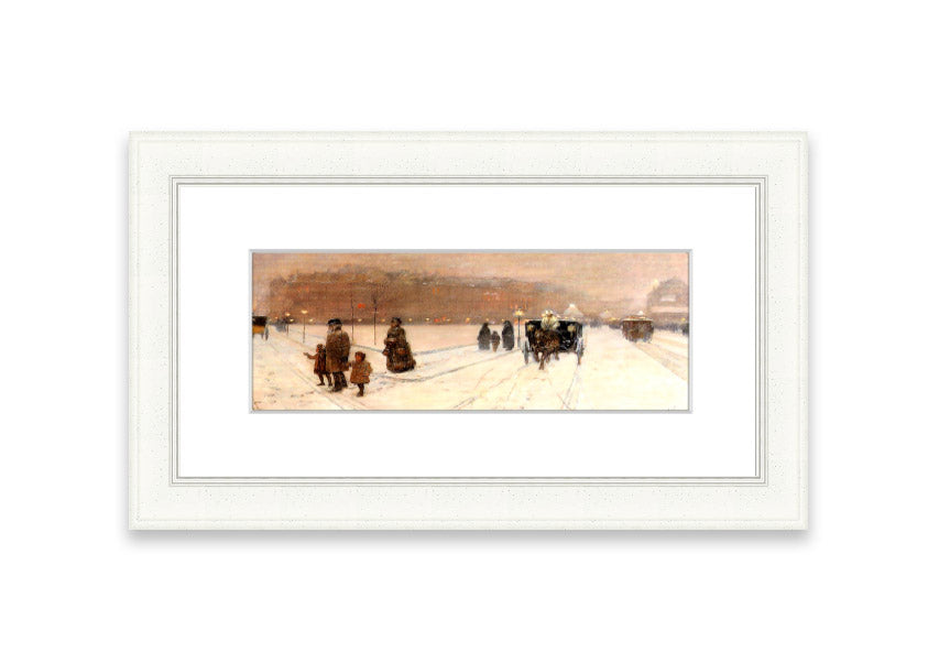 Framed print of Urban Fairy Tale Land by Hassam, showcasing vibrant colors and intricate details, ready to hang.