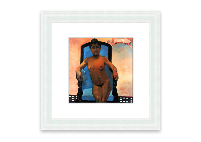 Framed print of Anna The Java Woman by Gauguin, showcasing vibrant colors and intricate details, ready to hang.