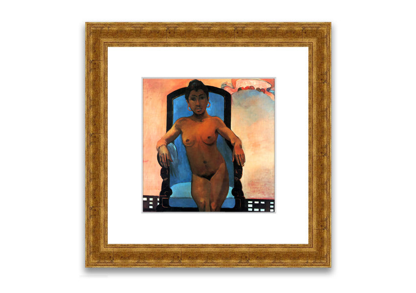 Framed print of Anna The Java Woman by Gauguin, showcasing vibrant colors and intricate details, ready to hang.