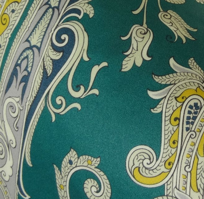 Annalise Blue Yellow and Green Handmade Luxury Pillow featuring a vibrant paisley pattern, crafted from 100% cotton with a double-sided design.