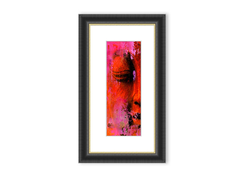 A beautifully framed Ancient Buddha Statue print showcasing intricate details and serene expression, available in various frame colors.