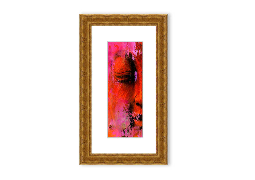 A beautifully framed Ancient Buddha Statue print showcasing intricate details and serene expression, available in various frame colors.