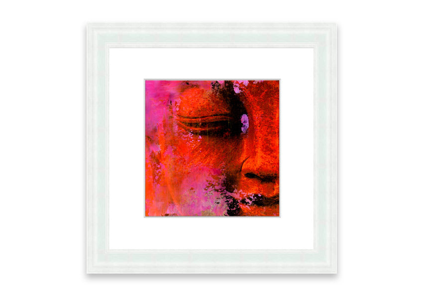 A beautifully framed Ancient Buddha Statue print showcasing intricate details and serene expression, available in various frame colors.