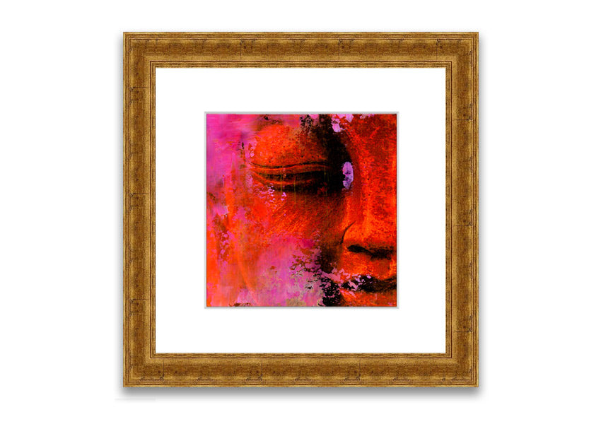 A beautifully framed Ancient Buddha Statue print showcasing intricate details and serene expression, available in various frame colors.