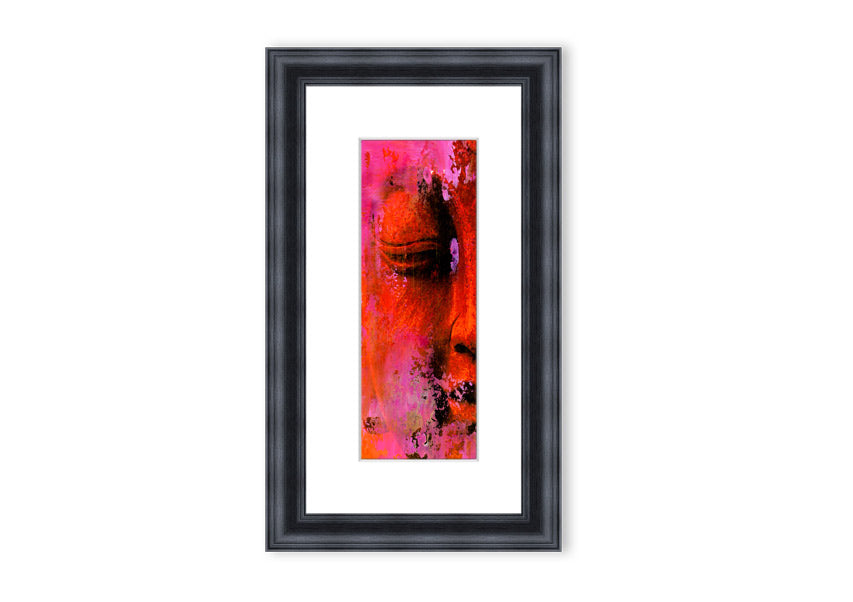 A beautifully framed Ancient Buddha Statue print showcasing intricate details and serene expression, available in various frame colors.