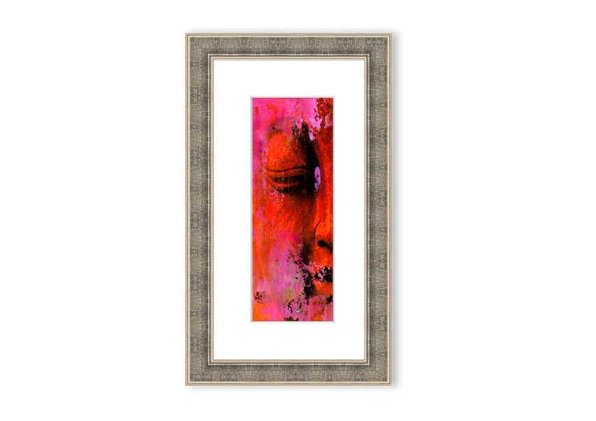 A beautifully framed Ancient Buddha Statue print showcasing intricate details and serene expression, available in various frame colors.