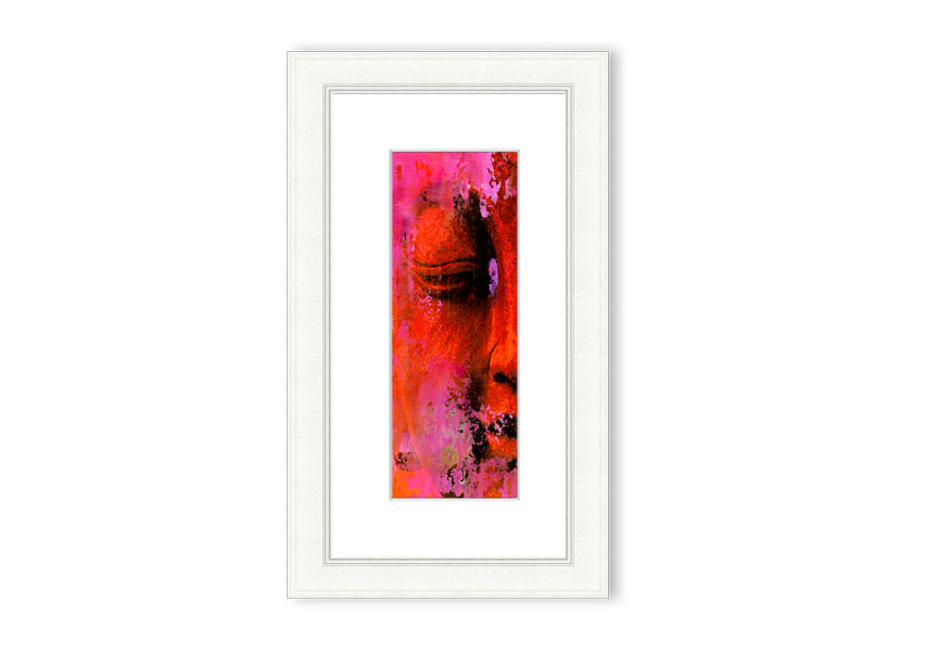 A beautifully framed Ancient Buddha Statue print showcasing intricate details and serene expression, available in various frame colors.