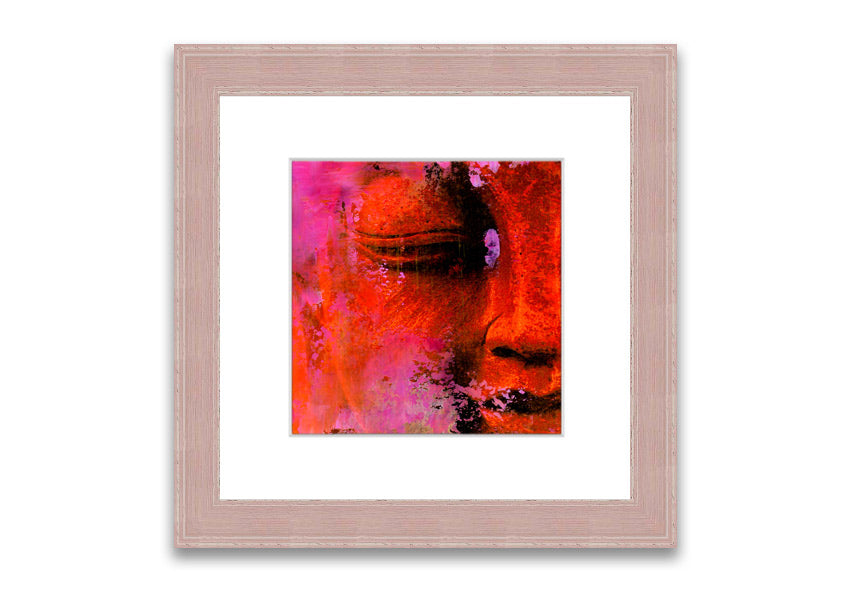 A beautifully framed Ancient Buddha Statue print showcasing intricate details and serene expression, available in various frame colors.