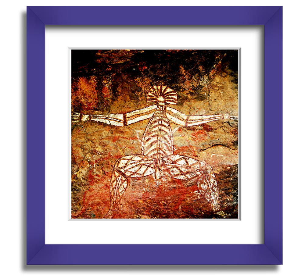 A beautifully framed print of Ancient Cave Art showcasing intricate designs and colors, ready to hang on a wall.