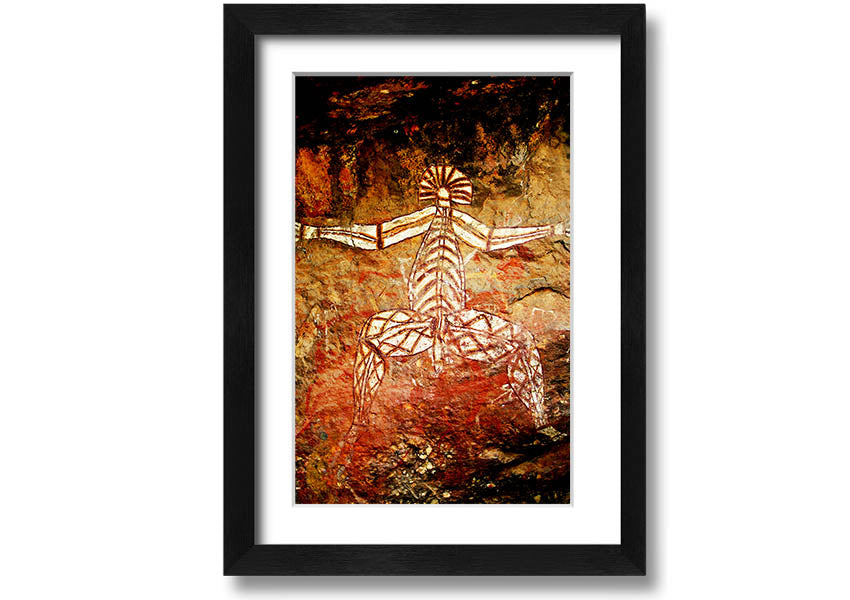 Framed print of Ancient Cave Art showcasing intricate prehistoric designs, available in various frame colors.