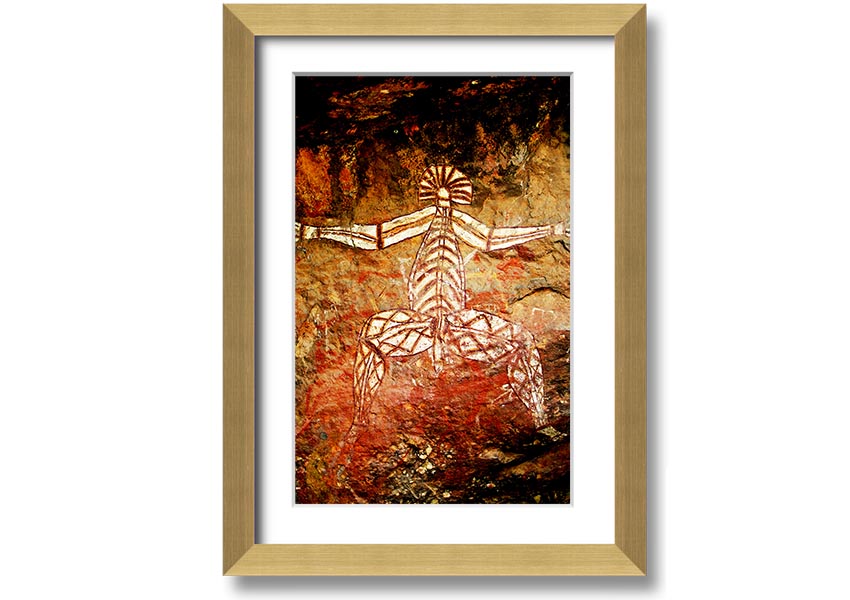 Framed print of Ancient Cave Art showcasing intricate prehistoric designs, available in various frame colors.