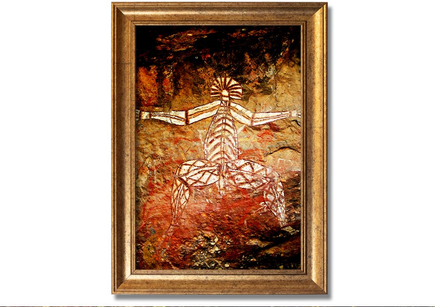 Framed print of Ancient Cave Art showcasing intricate prehistoric designs, available in various frame colors.