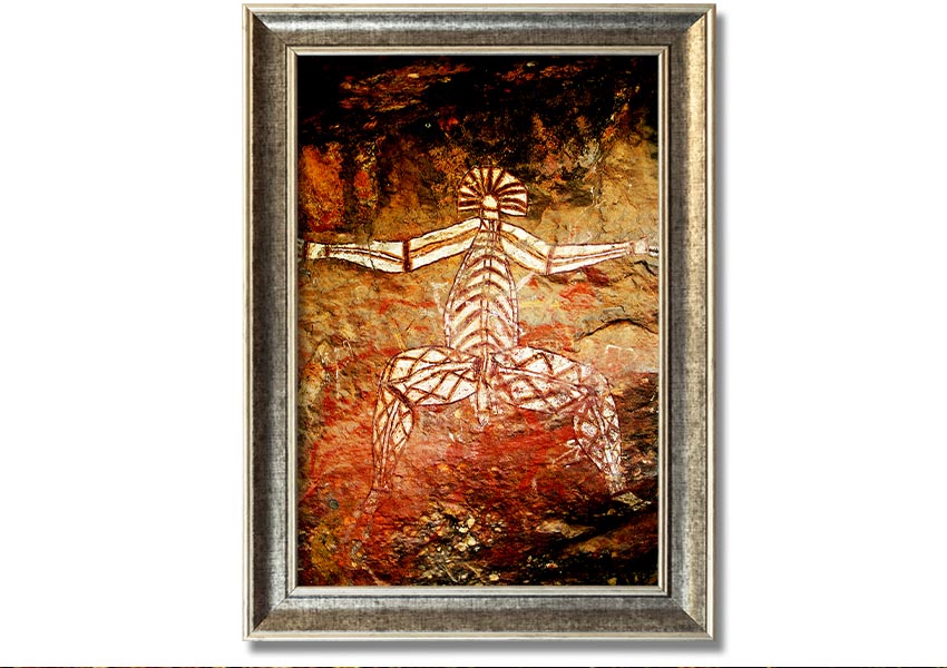 Framed print of Ancient Cave Art showcasing intricate prehistoric designs, available in various frame colors.