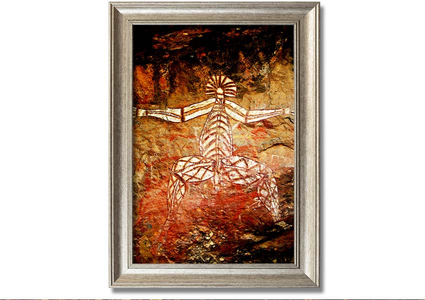 Framed print of Ancient Cave Art showcasing intricate prehistoric designs, available in various frame colors.