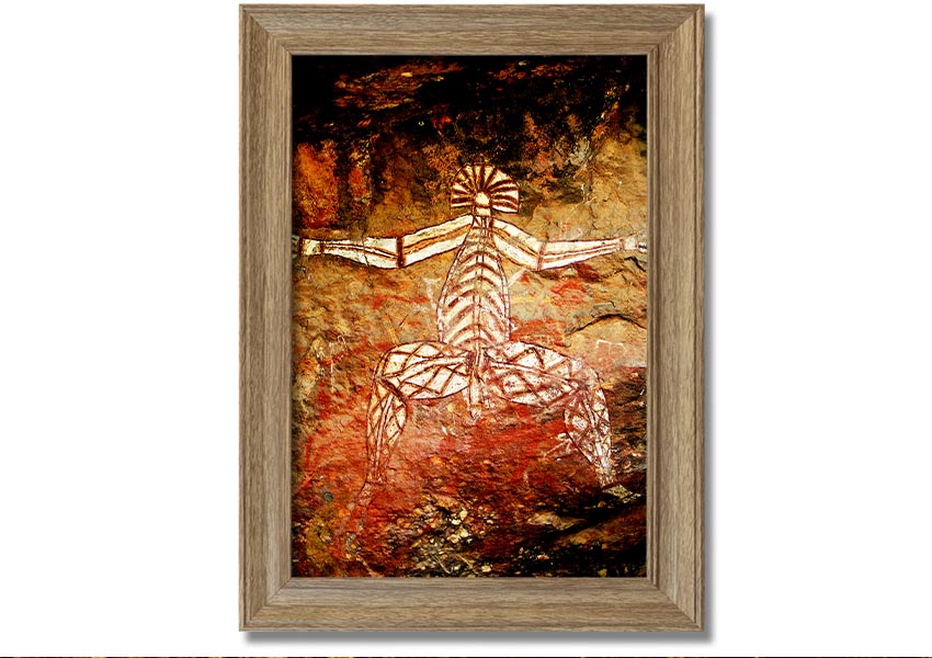 Framed print of Ancient Cave Art showcasing intricate prehistoric designs, available in various frame colors.