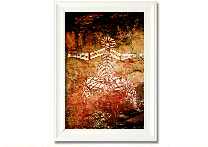 Framed print of Ancient Cave Art showcasing intricate prehistoric designs, available in various frame colors.