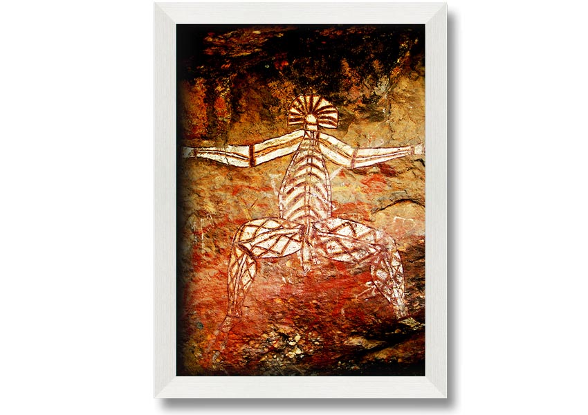 Framed print of Ancient Cave Art showcasing intricate prehistoric designs, available in various frame colors.