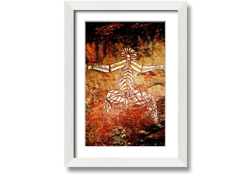 Framed print of Ancient Cave Art showcasing intricate prehistoric designs, available in various frame colors.