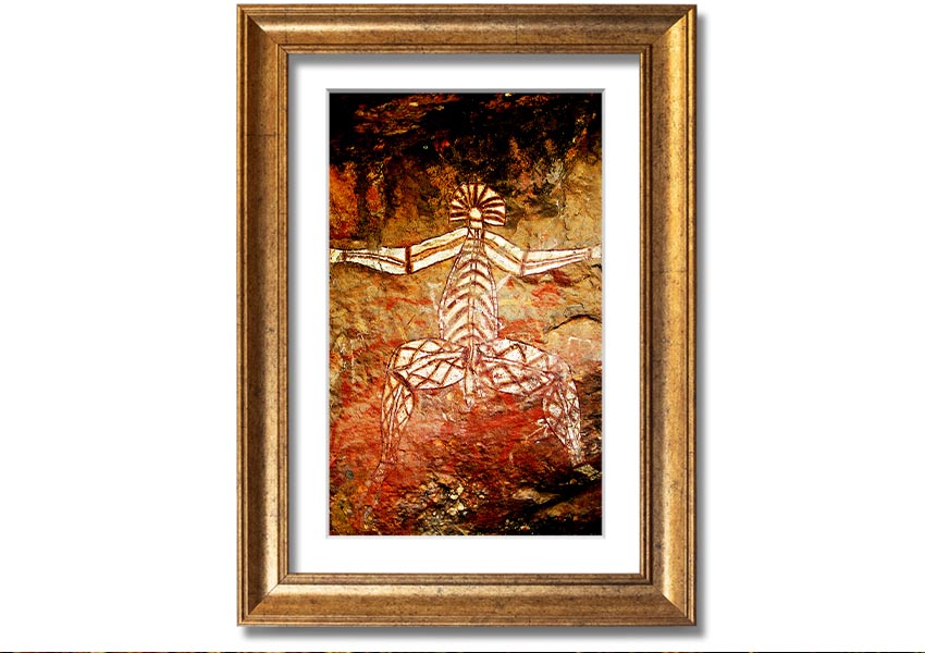 Framed print of Ancient Cave Art showcasing intricate prehistoric designs, available in various frame colors.