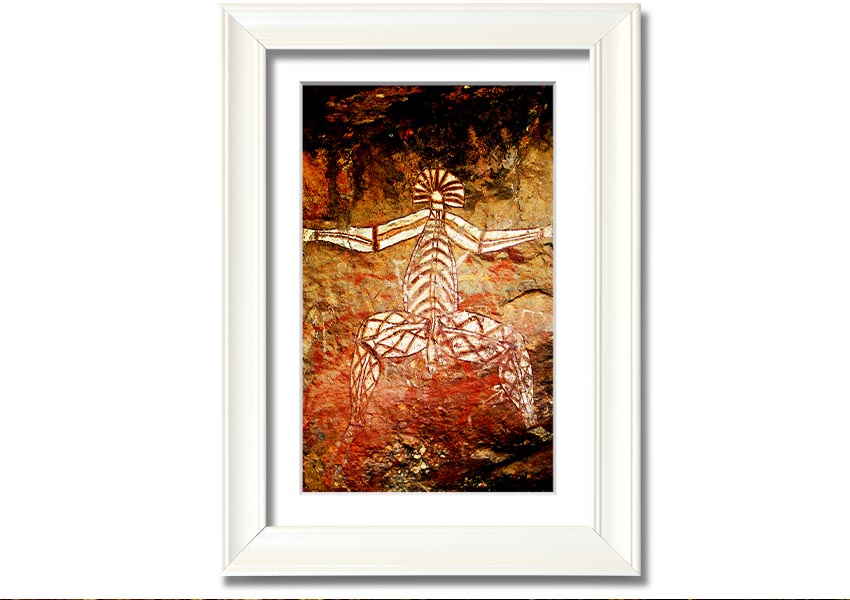 Framed print of Ancient Cave Art showcasing intricate prehistoric designs, available in various frame colors.